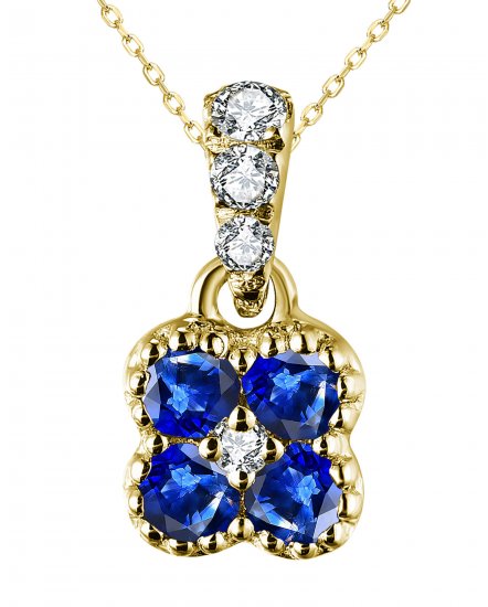 CLOVER STYLE COLORED STONE DIAMOND PENDANT (TP2497)